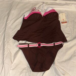 Hula Honey Brown and Pink Bikini Set